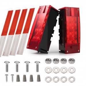101002F 12V LED Submersible Low Profile Rectangular Trailer Lights With 4 Reflective Strips