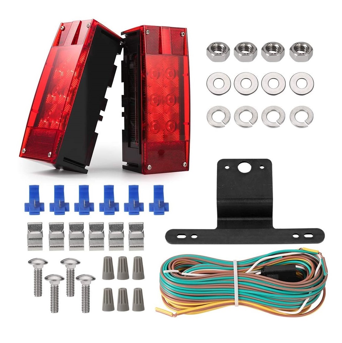 101002 12V Low Profile Rectangular Submersible LED Trailer Tail Lights kit  for Trailer Truck Boat Featured Image