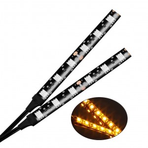 101208 12V 6 LED Amber Light Bar Strip for Motorcycle Turn Signal Backup လိုင်စင်ပြား