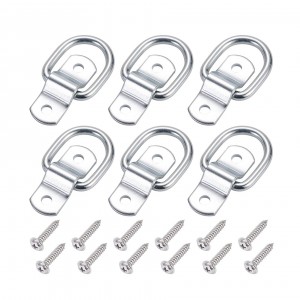 102074 D Ring Ratchet Tie Down Anchors 1/4″ Heavy Duty Iron Trailer Tie Down Hooks with Screws