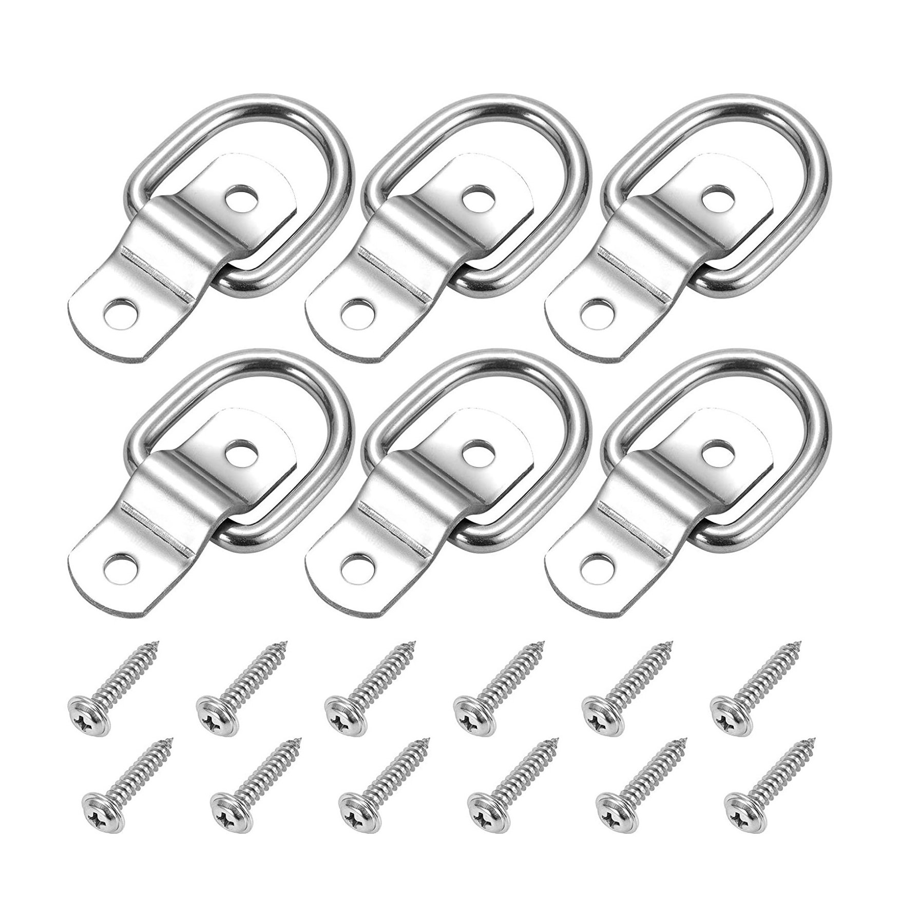 102074S 1/4″ Stainless Steel Trailer Tie Down Hooks D Ring Tie Down Anchors With Screws Featured Image