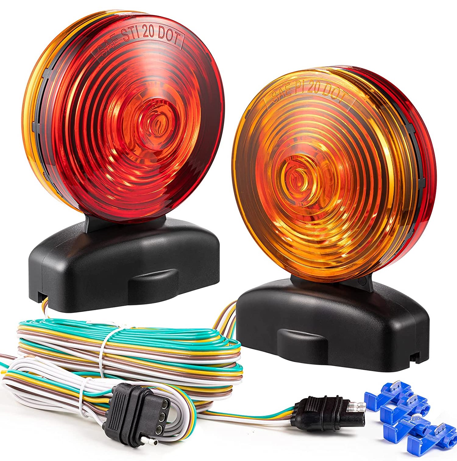 101506W 12V Two Sided 55 Pounds Magnetic Towing Light Kit for Trailer RV Boat Truck Featured Image