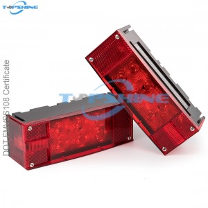 101002W 12V Rectangular Submersible LED Tail Light kit for Trailer Truck Boat