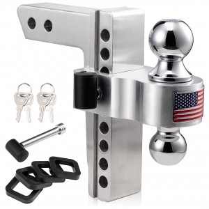 10407 Adjustable Aluminum Trailer Hitch Ball Mount 8-Inch Drop/Rise