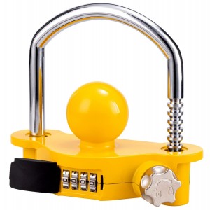 7008 Yellow Trailer Hitch Coupler Lock Universal Ball Tow Coupler Security Lock