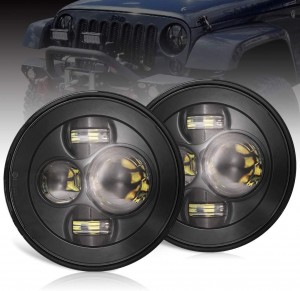 101213 7″ Prif oleuadau LED crwn Jeep gyda Goleuadau Pelydr Isel Uchel ar gyfer Jeep Wrangler