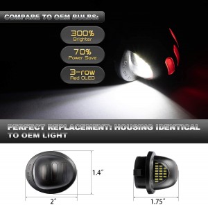 101509 LED númeraplötuljós Tag Light Lamp með rauðum OLED