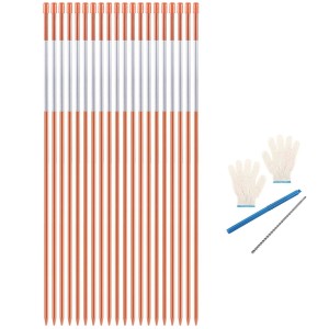 10301 20 STK 48 tommers innkjørselmarkeringsreflektorer 5/16 tommers dia oransje glassfiber snøstaker