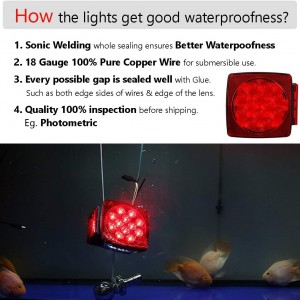101001F 12V LED Submersible Left and Right Trailer Lights With Reflective Strips