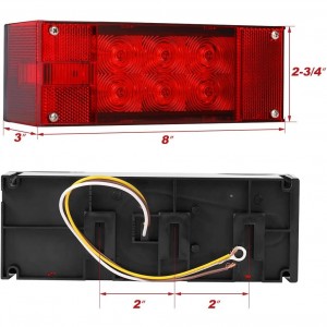 101002F 12V LED Submersible Low Profile Rectangular Trailer Lights With 4 Reflective Strips