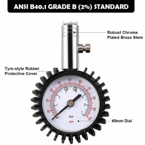 102060U Merač tlaku v pneumatikách s flexibilnou vzduchovou hadicou 100 PSI Presná ANSI