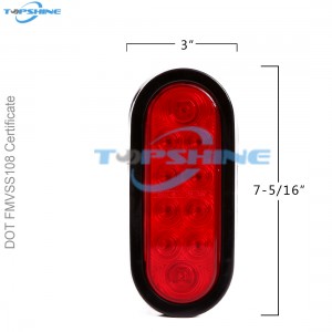 101012PR 6 Inch Waterproof Oval LED Trailer Lampu Stop Sinyal Giliran Lampu Rem Ekor