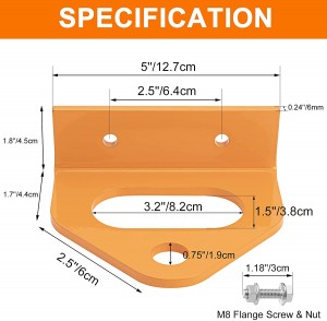 10303 Zero Turn Mower Trailer Hitch 2.5″ Hole Center 3/4″ Pin Hole Orange