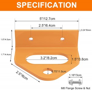 10303 Cârlig de remorcă pentru mașină de tuns iarbă cu rotație zero 2,5″ Orificiu central 3/4″ Orificiu pentru știfturi Portocaliu