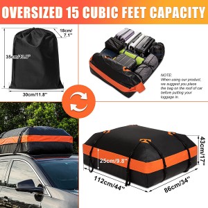 10322 15 Cubic Feet Car Rooftop Cargo Bag Cargo Carrier Bag Soft Roof Top Luggage Bag