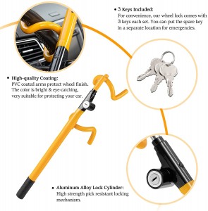 10333 Twin Hooks Steering Wheel Lock with Adjustable Length for Car