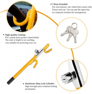 10338 Max. 17” Heavy Duty Anti-Theft Yellow Steering Wheel Lock
