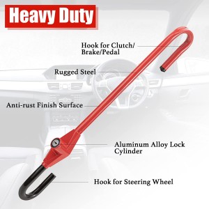 10346 Car Steering Wheel to Brake Pedal Lock Double Hook Security Lock