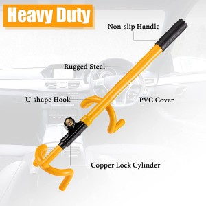10345 Anti-Theft Steering Wheel Lock with Adjustable Length Twin Hooks Lock