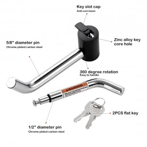 11104 5/8 Inch Right Angle Trailer Hitch Receiver Swivel Lock With 1/2″ Pin