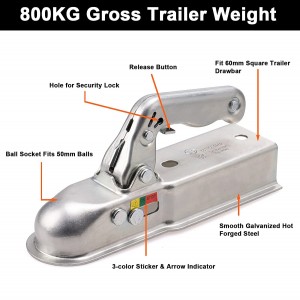 11602U 50mm Trailer Koppeling Trailer Hitch Trekhaak Heavy Duty Staal