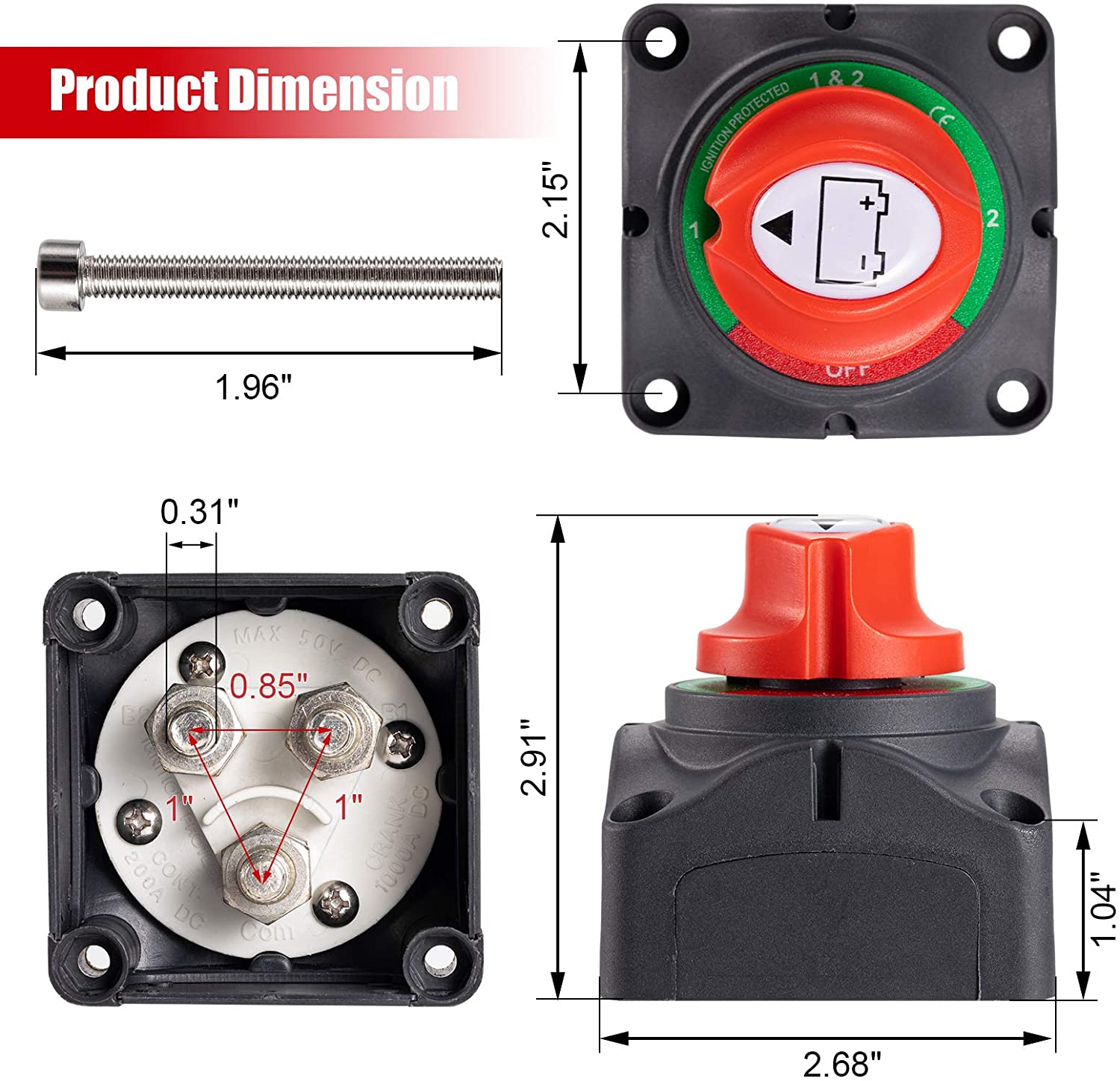 2 Pack 12v/24v Automotive Battery Cutter Isolator Cut Off Power