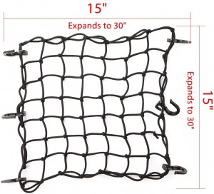 102013A 15″x15″ Black Latex Bungee Cargo Net Gear Helmet Luggage Netting