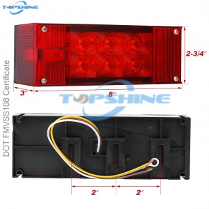 101002W 12V Rectangular Submersible LED Tail Lights kit bakeng sa Trailer Truck Boat