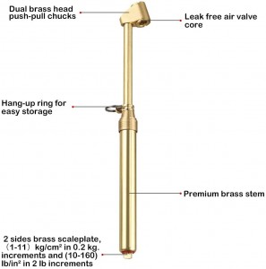 102022 Dual Head Truck Air Gage Mosazný měřič tlaku v pneumatikách