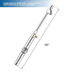 102029 Straight on Foot Dual Head Truck Air Gage Tire Pressure Gauge With Bubble Lens
