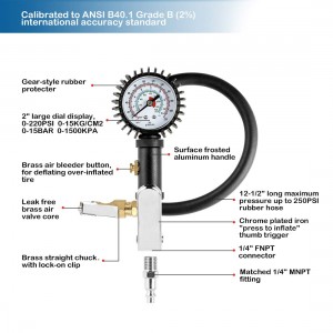 102032 Straight Chuck 2″ Dial Wheel Inflator Gage Tire Pressure Gauge