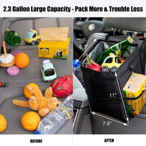 102086 2.3 Gallon Waterproof Car Trash Can Organizer Foldable Auto Trash Bin Car Waste Bin