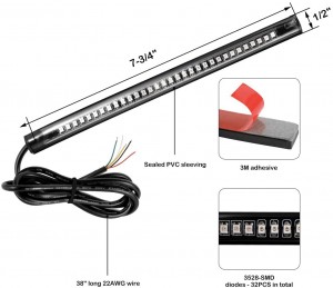 101209 motocicleta Flexible 32 LED cola luz tira placa luz barra