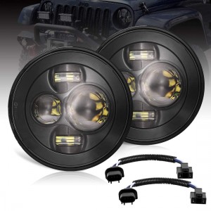 101213 7″ Round Jeep LED Headlights na may High Low Beam Lights para sa Jeep Wrangler