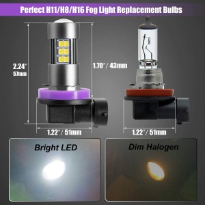 101221 H11 H16 H8 LED Fog Light Bulbs 6000K LED Fog Light Kapuli