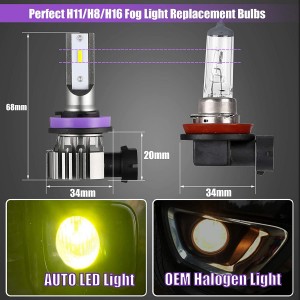 101228Y H11 Yellow LED Fog Light Bulbs Amber LED Fog Bulb Replacement