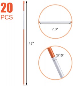 10301 20 kpl 48 tuuman ajotieltä merkityt heijastimet 5/16 tuuman halkaisija oranssi lasikuitu lumipylväät