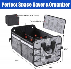 102089F Camouflage Car Trunk Organizer Opvoubare Cargo Trunk Stoor Organiseerder