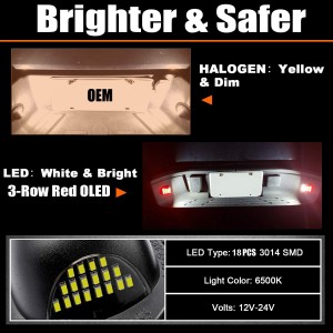 101509 LED License Plate Light Tag Light Lamp Kun Ruĝa OLED