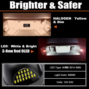 101509 LED númeraplötuljós Tag Light Lamp með rauðum OLED