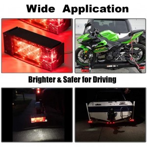101002F 12V LED Submersible Low Profile Rectangular Trailer Lights With 4 Reflective Strips