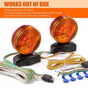 101506W 12V Two Sided 55 Pounds Magnetic Towing Light Kit for Trailer RV Boat Truck