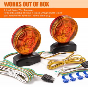 101506W 12V Kit de luz de reboque magnética de dois lados 55 libras para reboque barco RV caminhão