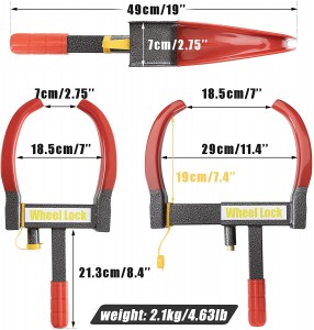 10332 Trailer Wheel Lock Security Tire Lock Anti Theft Lock Uban sa 3 Keys