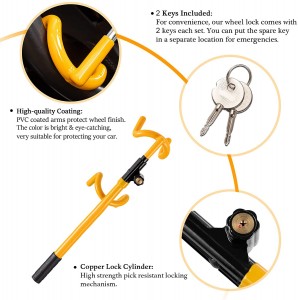 10345 Anti-Theft Steering Wheel Lock yokhala ndi Lock yosinthika ya Twin Hooks Lock