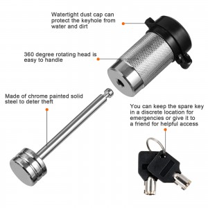 11407 1/4 pulzier tal-Kromju Plated Trailer Rmonk Lukkett Coupler Lock