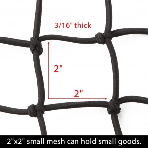 102013A 15″x15″ Black Latex Bungee Cargo Net Gear Helmet Luggage Netting