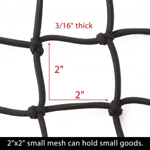 102013B 22″x38″ Black Latex Bungee Cargo Net жүк ташуучу тор, чатырдагы жүк ташуучу үчүн