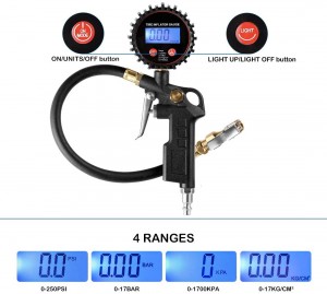 102027 Digital Tire Inflator Pressure Gauge LED Display Tyre Deflator Gage