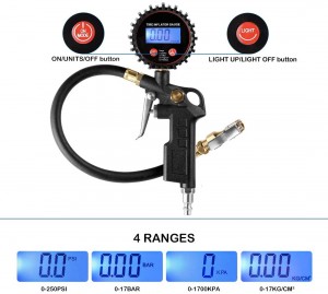 102027 Digital Tire Inflator Pressure Gauge LED Display Tire Deflator Gage